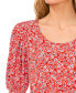 ფოტო #3 პროდუქტის Women's Scoop-Neck Short-Shirred-Sleeve Knit Top