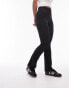 Topshop Petite skinny rib flared trouser in black