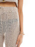 Object crochet lace tie waist beach trouser co-ord in cream