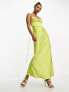 Фото #8 товара ASOS DESIGN satin corset detail plunge midi dress in lime green