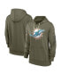 ფოტო #1 პროდუქტის Women's Olive Miami Dolphins 2022 Salute To Service Performance Pullover Hoodie