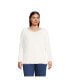 Фото #1 товара Women's Plus Size Fine Gauge Cotton Crewneck Sweater