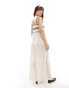 Фото #4 товара ONLY woven detail tiered maxi dress in beige & black