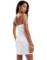 Фото #4 товара Kaiia satin rose print bandeau mini dress in white