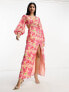 Фото #7 товара Pretty Lavish cut-out maxi dress in pink lily print