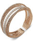 ფოტო #1 პროდუქტის Women's Boxed Gold-Tone Imitation-Pearl & Crystal Crisscross Coil Cuff Bracelet