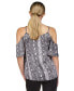 Фото #2 товара Women's Snakeskin-Print Cold-Shoulder Chain Top