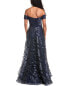 Rene Ruiz Off-The-Shoulder Draped A-Line Gown Women's