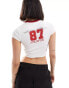 Фото #3 товара Bershka football graphic baby tee in red & white