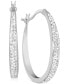 Crystal Tapered Hoop Earrings in Silver-Plate, 1.2"