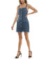 ფოტო #5 პროდუქტის Juniors' Straight-Neck Sleeveless Fringe-Trim Tweed Dress