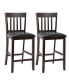 Фото #1 товара Set of 2 Bar Stools Counter Height Chairs w/ PU Leather Seat