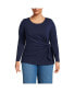 Фото #1 товара Plus Size Long Sleeve Lightweight Tie Front Top