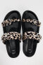 ANIMAL PRINT FLAT SANDALS WITH BUCKLES