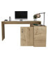 Dallas L-Shaped Home Office Desk, Two Shelves, Single Door Cabinet Коричневый, Стандартный - фото #5