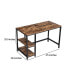 Фото #5 товара Industrial 55 Inch Wood And Metal Desk With 2 Shelves