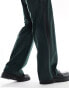 Фото #4 товара ASOS DESIGN wide leg velvet tuxedo suit trouser in green