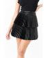 Women's Shiny Pu Pleated Mini Skirt