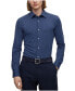 ფოტო #1 პროდუქტის Men's Patterned Performance-Stretch Slim-Fit Dress Shirt