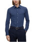 Фото #1 товара Men's Patterned Performance-Stretch Slim-Fit Dress Shirt