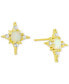 ფოტო #1 პროდუქტის Simulated Opal (1/2 ct. t.w.) & Cubic Zirconia Starburst Stud Earrings in 18k Gold-Plated Sterling Silver, Created for Macy's