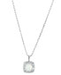 ფოტო #1 პროდუქტის Simulated Opal (3/4 ct. t.w.) & Cubic Zirconia Square Halo Pendant Necklace in Sterling Silver, 16" + 2" extender, Created for Macy's