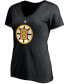 Фото #2 товара Women's Willie O'Ree Black Boston Bruins Authentic Stack Retired Player Name and Number V-Neck T-shirt