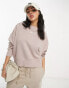 Фото #2 товара Nike Mini Swoosh extra oversized crop sweatshirt in taupe