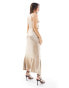 Фото #6 товара Miss Selfridge satin ruffle cami maxi dress in neutral