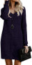 Фото #2 товара Style Dome Women's elegant V-neck knitted jumper dress long sleeve knitted jumper dresses