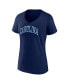 Women's Navy North Carolina Tar Heels Basic Arch V-Neck T-shirt