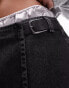 Topshop denim mini wrap skirt with buckle in washed black 40 - фото #8