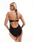 Ivory Rose Fuller Bust dual sized open front halter neck swimsuit in black