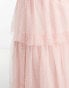 Vila Bridesmaid tulle dobby maxi dress with tiered skirt in pink