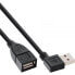 Фото #1 товара InLine USB 2.0 Smart Cable angled + reversible Type A male / female black 1m