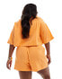 ASOS DESIGN Curve double gauze co-ord beach short in orange