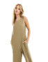 ASOS DESIGN crew neck culotte romper jumpsuit in taupe