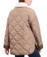 ფოტო #3 პროდუქტის Women's Quilted Faux-Fur-Collar Coat