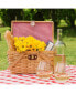 Фото #5 товара Gingham Lined Woodchip Picnic Basket With Lid and Movable Handles