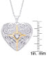 Cubic Zirconia Cross In Heart Pendant 18" Necklace in Silver Plate