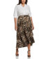 ფოტო #4 პროდუქტის Plus Size Printed Crepe Faux Wrap Skirt