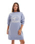 ASOS DESIGN graphic mini sweatshirt dress in washed baby blue Verwaschenes Blau, 44 - фото #4