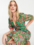 Фото #5 товара Hope & Ivy drop hem midi tea dress in green floral