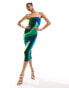 Фото #1 товара Farai London Hera mesh bandeau bodycon midi dress in green ombre