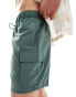 Фото #4 товара ASOS DESIGN swim shorts in mid length with cargo pockets in khaki