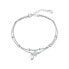 Double Sterling Silver Bracelet with Genuine Pearl and Zirconia JL0801