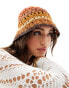 Фото #1 товара Mango crochet stripe bucket hat in orange