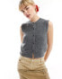 Фото #1 товара Reclaimed Vintage knitted textured boucle waistcoat in grey