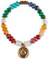 Фото #1 товара Gold-Tone Bee Charm Multicolor Beaded Stretch Bracelet