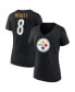ფოტო #2 პროდუქტის Women's Kenny Pickett Black Pittsburgh Steelers Player Icon Name and Number V-Neck T-shirt